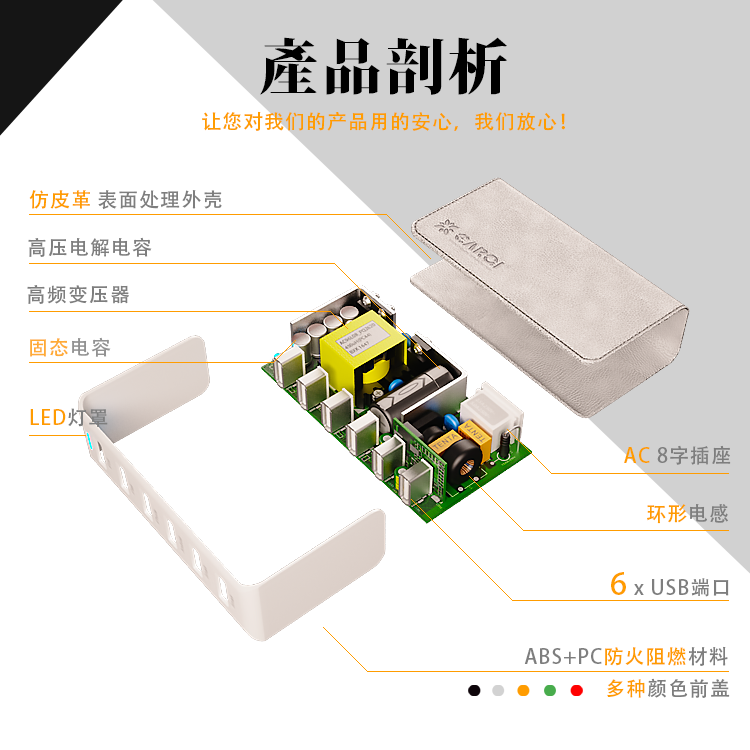 carqi品牌6口高檔旅行充電器剖析